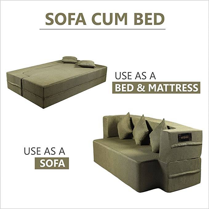 Green coloured 3-seater sofa cum bed for your home